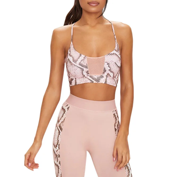 
Snake Print Strap Sports Bra with Pad High Impact Push Up Seamless Crop Top Women Fitness Gym Workout Yoga Bra Sport Wear 