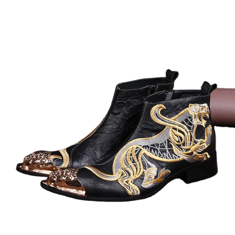 Bottes Botas De Altas Hombre Motocross Ankle Boots  Mens Office Formal Men Dress+Shoes Leather Shoes For Men Shoes Italian