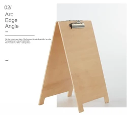 Wholesale custom A shape advertising wooden base menu holders table stand with clip