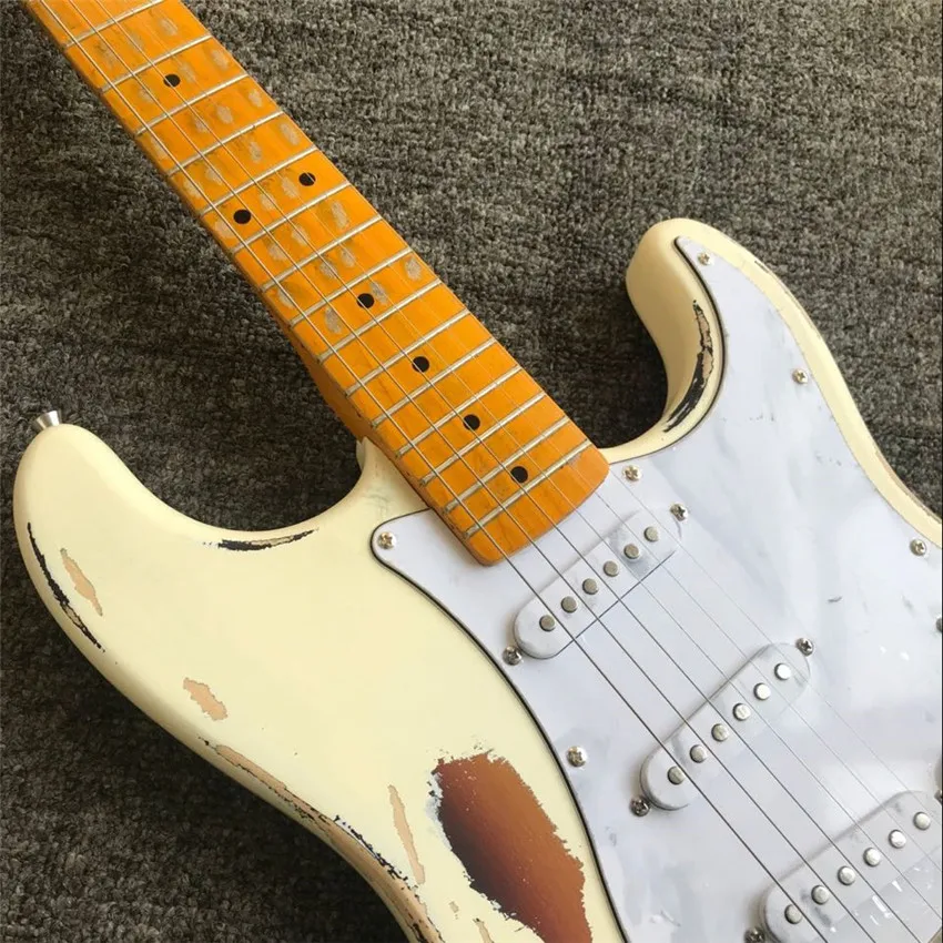 Cream heavy Relic vintage style hand made rosewood fretboard electric guitar electro electrique guitare guiter guitarra gitar