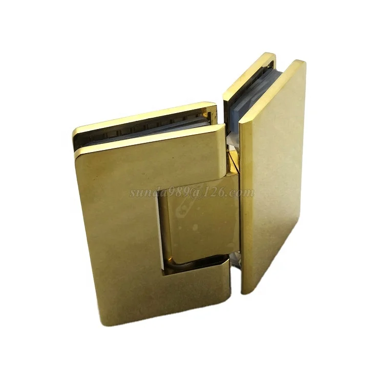 Прямые продажи с завода латунный зеркальный Золотой закаленный стеклянный дверной шарнир для