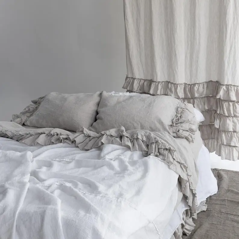 280cm Wide Width Plain Dyed French 100 Washed Pure Linen Fabric for Curtain Bedding Set