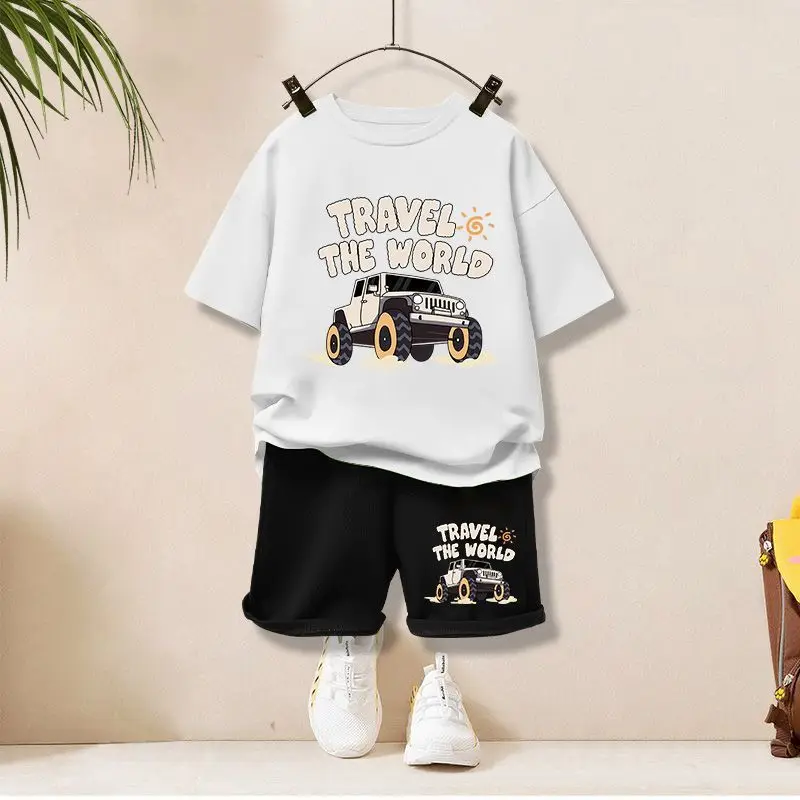 Boys summer fashionable casual short-sleeved shorts suit