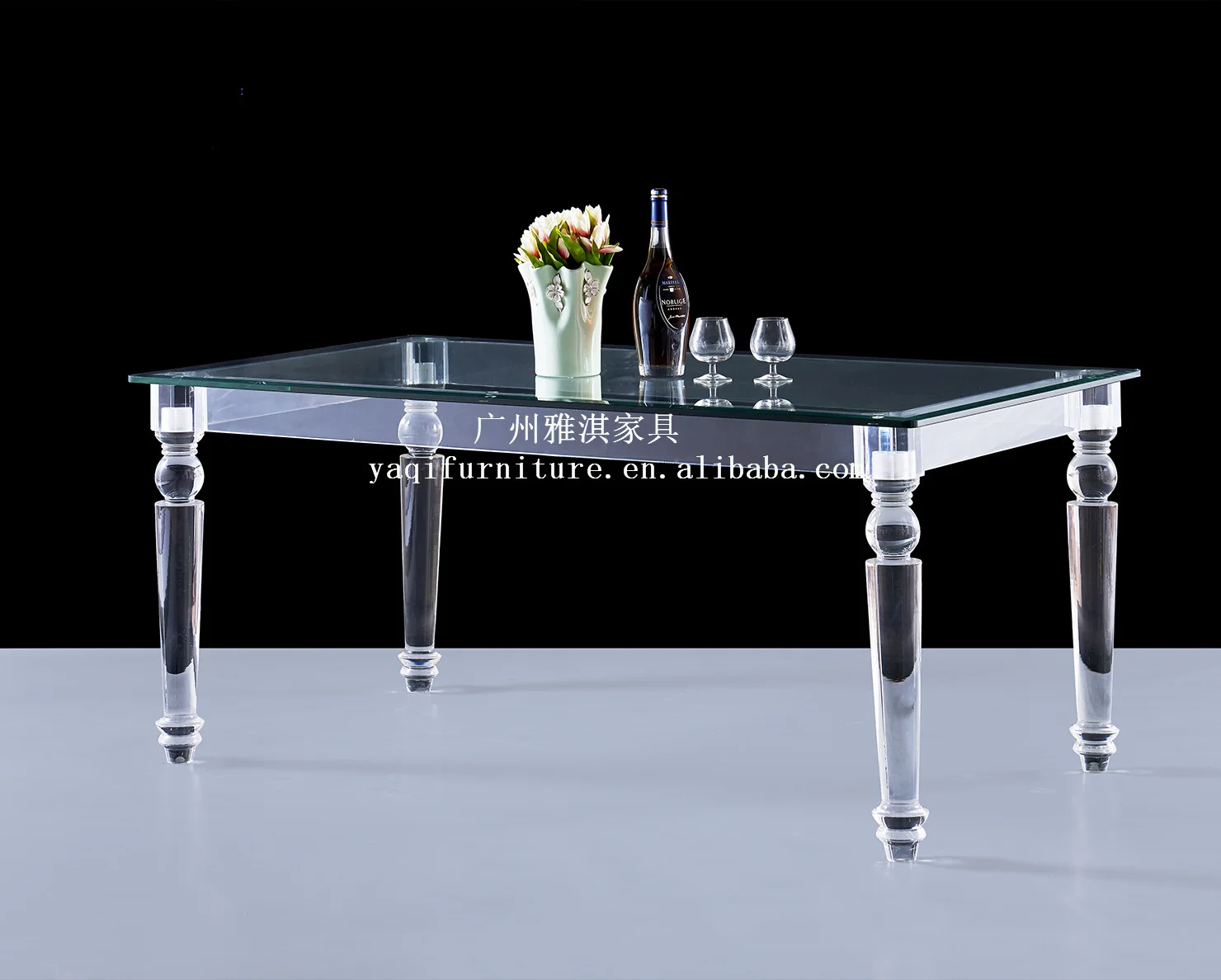 Wholesale cheap home furniture used acrylic rectangle dining table and chairs set