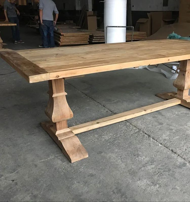 MRS WOODS French Antique rustic Style Reclaimed Wood Dining Table