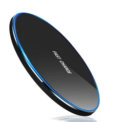 Portable LED 15W Fast Wireless Charging 10W Wireless Charger For Phone Quick Round Wireless Charger