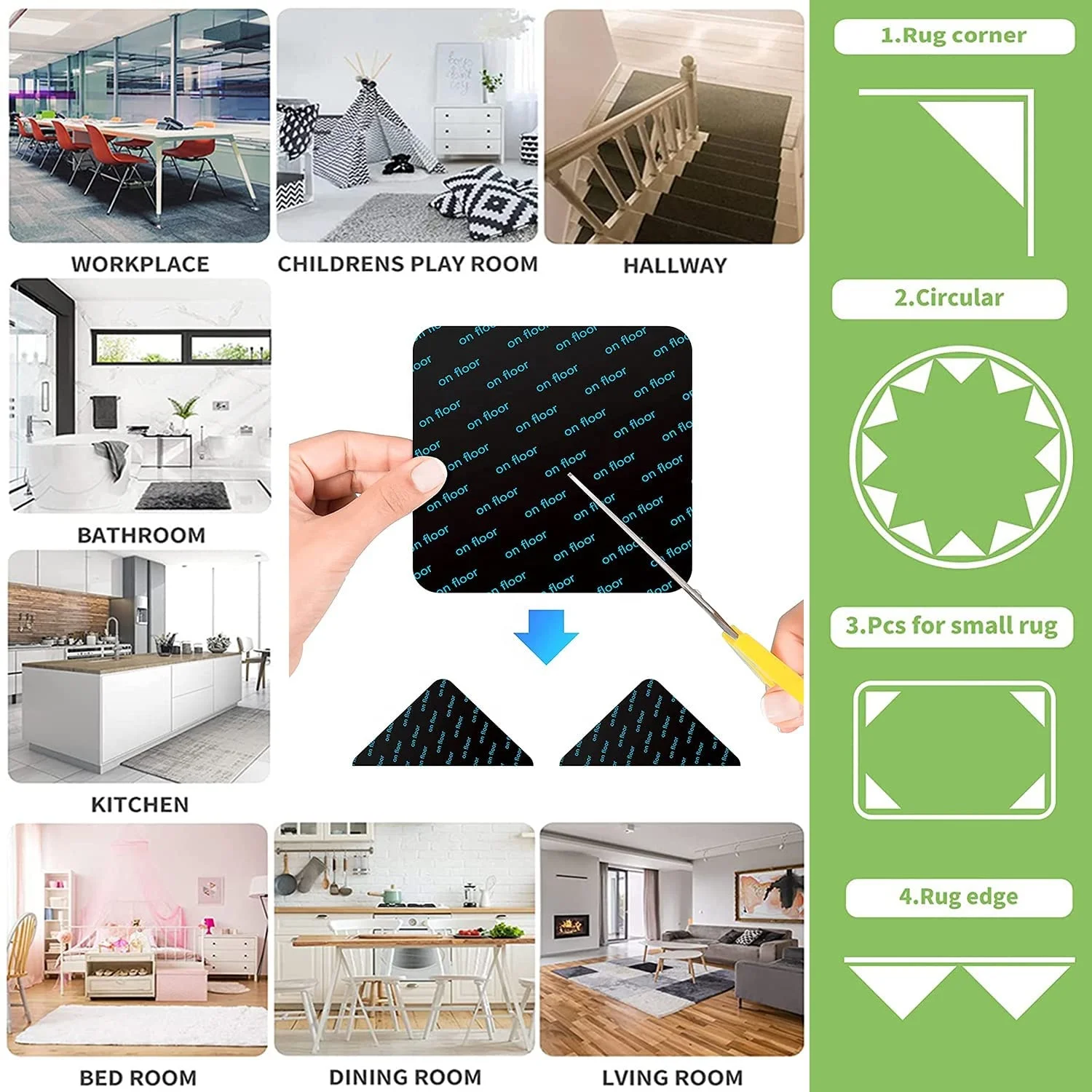 Carpet Tape Anti Slip Rug Pads Rug Gripper for Hardwood Floors Tile Mats