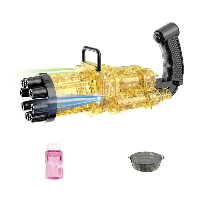 8-Hole Automatic 4 Color Bubble Soap Gun With Light Gatling Electric Bubble Machine Summer Outdoor Toys for Kids