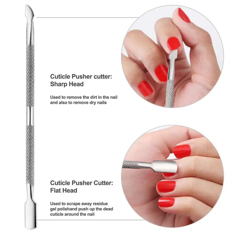 3 Pcs Manicure Set Stainless Steel Nail Cuticle Nipper Nail Pusher for Gel Polish Remover