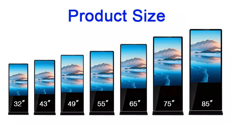 43 49 55 65 75 Inch Floor Standing Touch Screen LCD Advertising Kiosk Digital Signage Advertising Screen