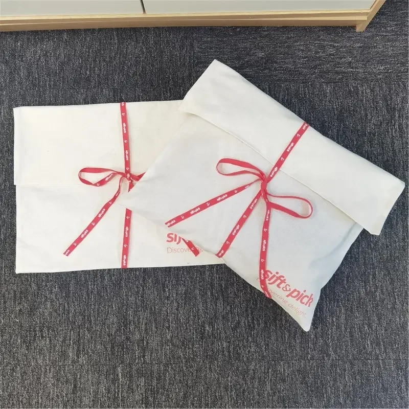 Hot Sale Large Organic Cotton Muslin Envelope Bag Pouch For Handbag Custom Logo Printed Cotton Envelope Dust Gift Bag