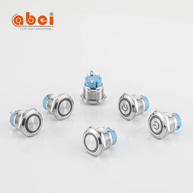 ABEI 19mm 5A led power light 12V Waterproof lock momentary metal electric push button switch on-off switches for car/Boat