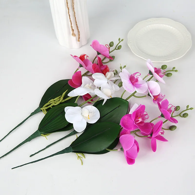 New Style Simulation Leaves Phalaenopsis Mini Orchid Home Decoration Photography Props Ornaments Bonsai Centerpiece Flower