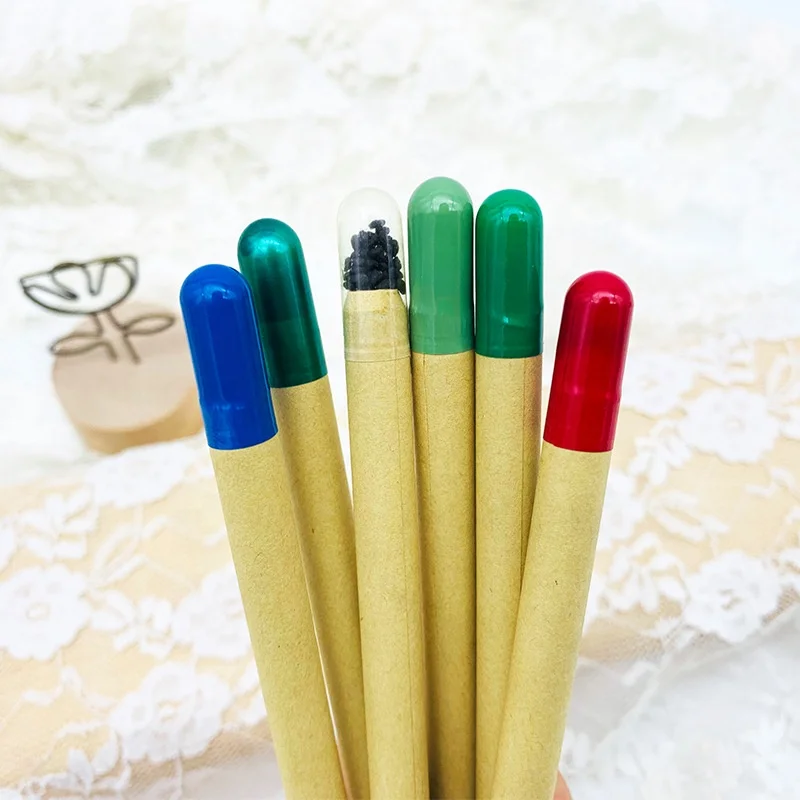 Eco friendly Brown paper ball point pen with seed