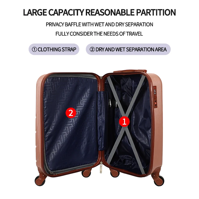 OEM Customized Logo Suitcase ABS Carry On Travel Trolley Bags Luggage Sets With 360 Rolling Spinner Wheels For Business Outdoor