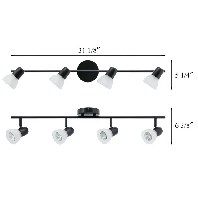 Modern Black Kitchen Ceiling Track Light Fixtures Adjustable Head GU10 Bulb