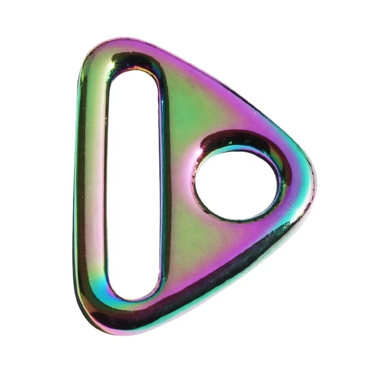 Wholesale rainbow triangle shape metal buckle ring strap buckle for bags