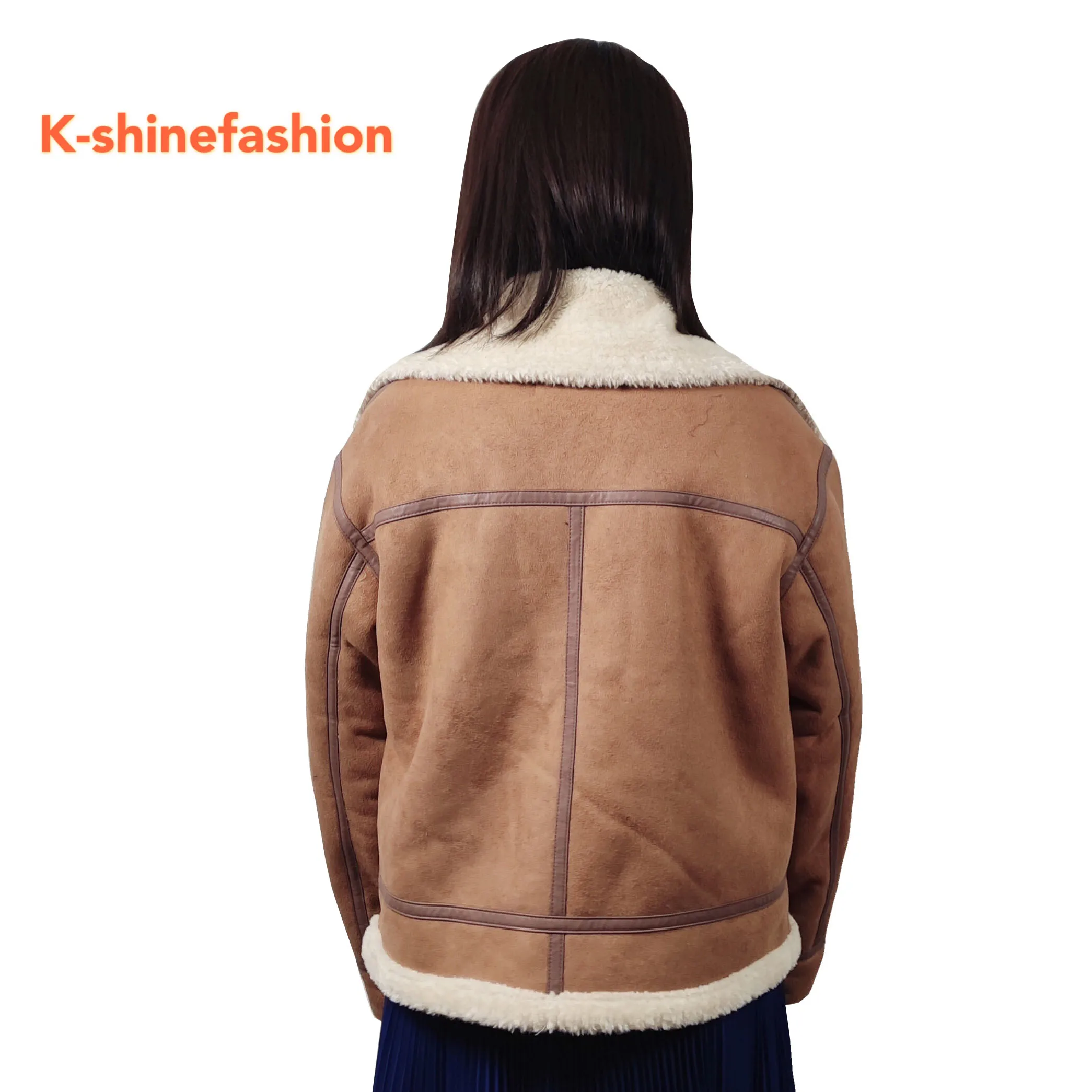Women Shearling Sheepskin Coats Thick Warm  Lamb suede Leather Jacket 2021 New Winter Brown Motorcycle Female Overcoat