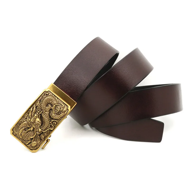 Factory Customized Zinc Alloy Second Class Pu Leather Crocodile Dragon Head Automatic Belt