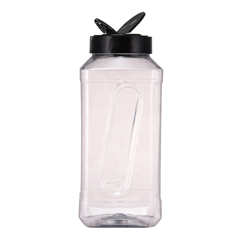 commercial square large pet packaging container 12oz 16oz 30oz 32oz plastic spice shaker bottle & jar with black pp cap