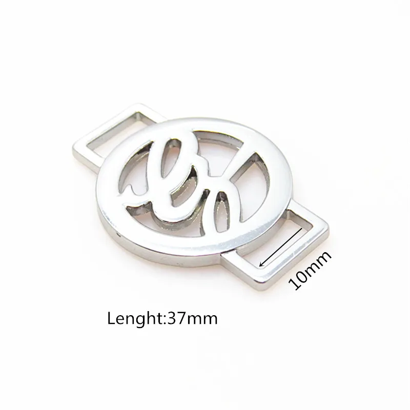 High quality Accept color custom brand name engraved logo purse gold metal label tag for shoe