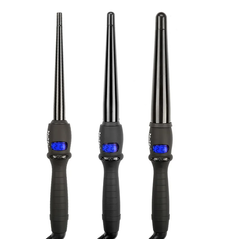 3 In 1 Hair Curling Wand and Curling Iron Set with 3 Interchangeable Barrels  LCD Display Rose Gold Hair Curler