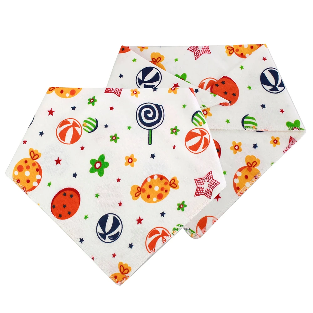 
Baby Bibs Triangle Double Cotton Bibs Cartoon Print Towel Baby Boys Girls Feeding Apron Cotton Bandana Bibs 