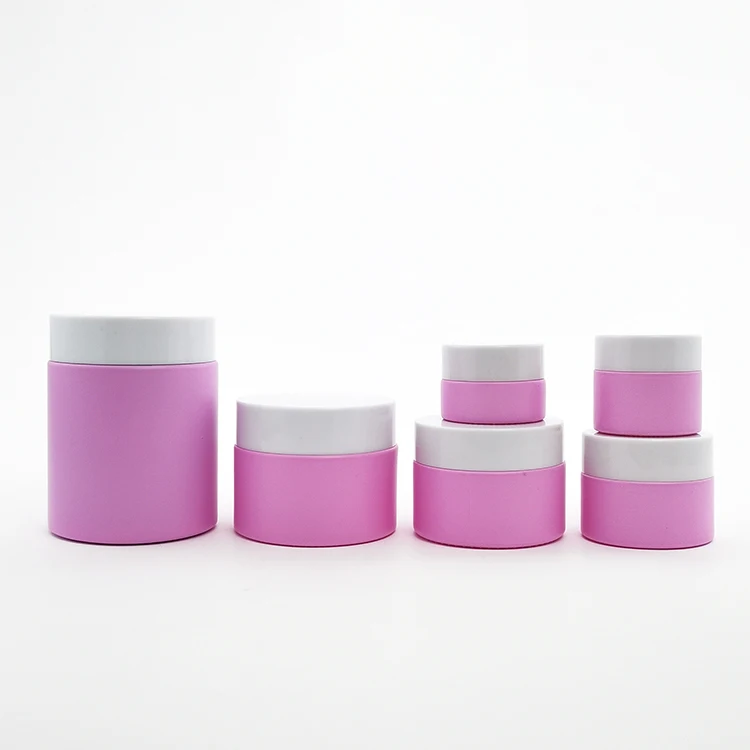 Cosmetic packaging container 5 10 15 20 30 50 100 gram pink green blue lip scrub body butter glass cream jar with plastic lid
