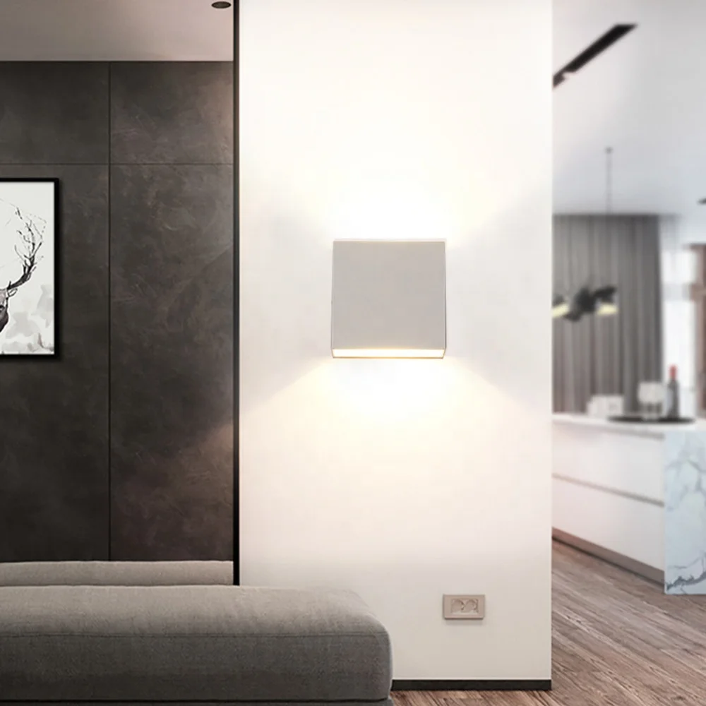 
LED Wall Lamp Dimmable Square Bedside Sconces 6W Indoor Lighting Fixture Living Room Study Stair Hotel Aisle Decor AC 110V 220V 