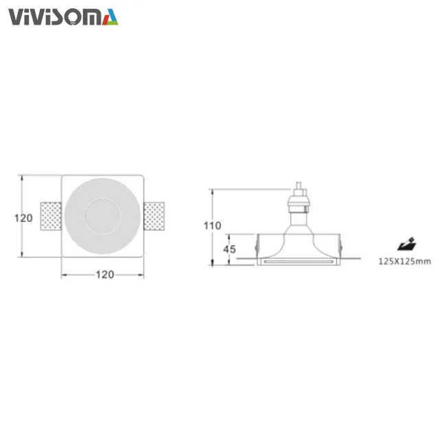 GC07002 Modern Simple Plaster Gypsum LED COB Embedded Square Trimless 7W 10W Ceiling Recessed Downlight For Villa Club Hotel