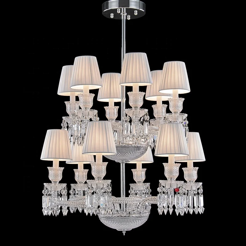 European style villa living room pendant lighting white lampshade luxury modern classics k9 crystal candles chandelier