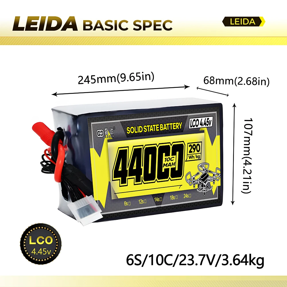 Big-Load rechargeable batteries 44ah 6s 12s 10c 23.7v drone semi solid state lithium polymer battery lipo battery pack