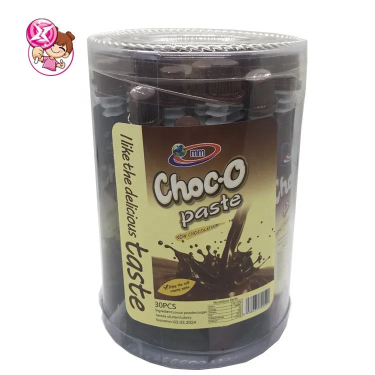 halal new type Liquid Choco Mix Chocolate Paste Candy Chocolate Jam candy Squeeze liquid sweet chocolate jam candy in tube