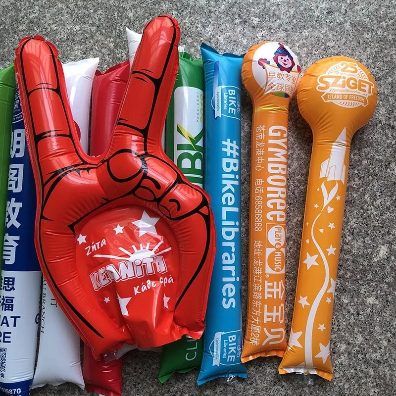 Custom Logo Promotional Party Supplies Advertising Game Light-Up Cheering LED Inflatable Plastic Bang Bang Sticks