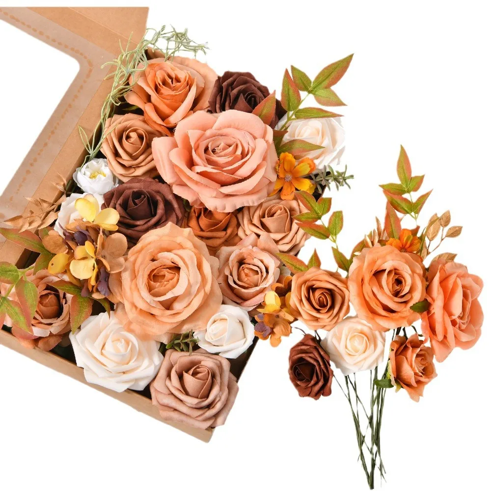 Wholesale Proposal Birthday Party Gift Wedding Bride Bridesmaids Holding Bouquet Wine Red Artificial Rose Box Flower