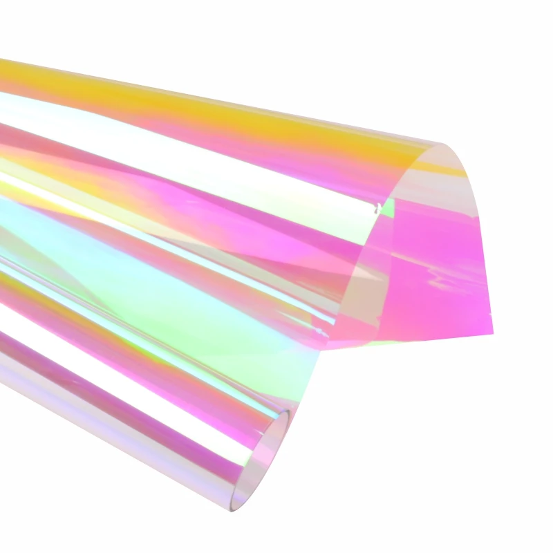 High Quality PVC/TPU Waterproof Iridescent Holographic Color Rainbow PVC Film Vinyl Materials for PVC Laser Shopping Bags