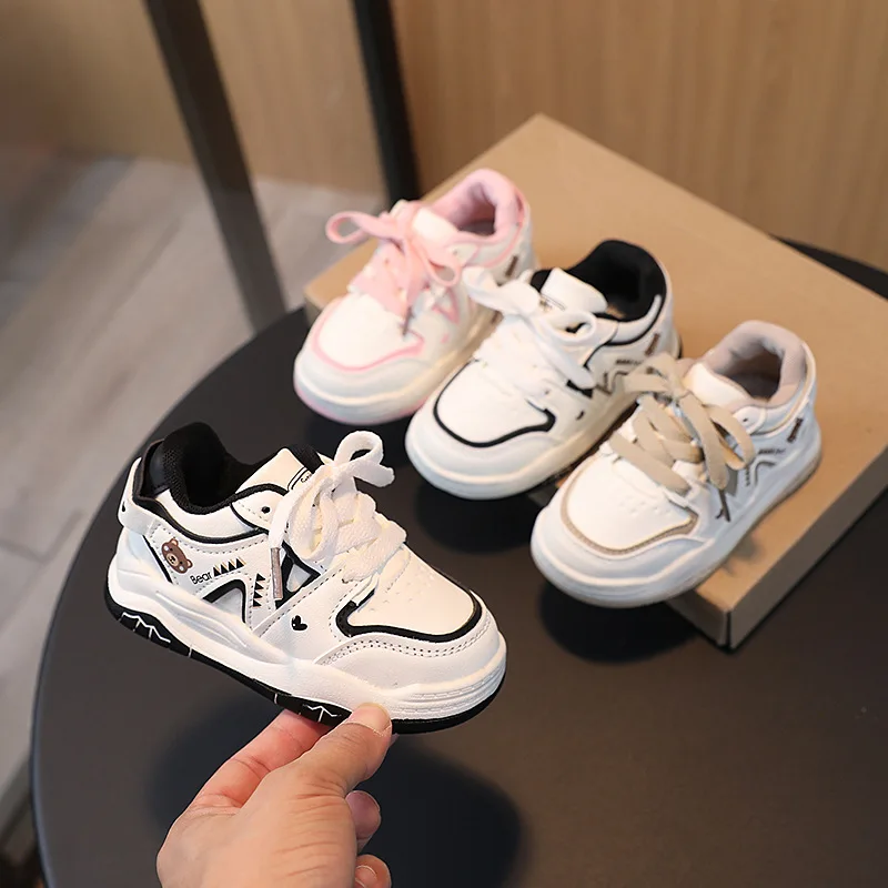 Cute Style Lace Up Fashion Children Walking Shoes TPR Outsole Material Fit Kids Shoes