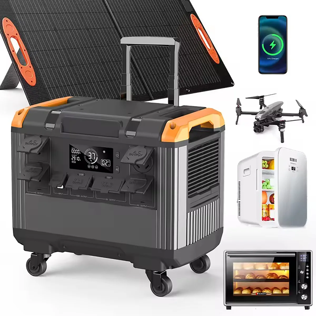 2400w 3000w Generator Portable Silent Emergency Portable Power Station Solar Generator Energy Storage Power Supply
