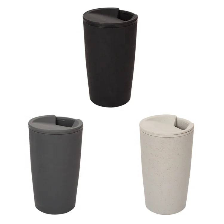 Customized logo wheat straw water cup eco friendly and biodegradable wheat mug with lid household milk cup coffee cup