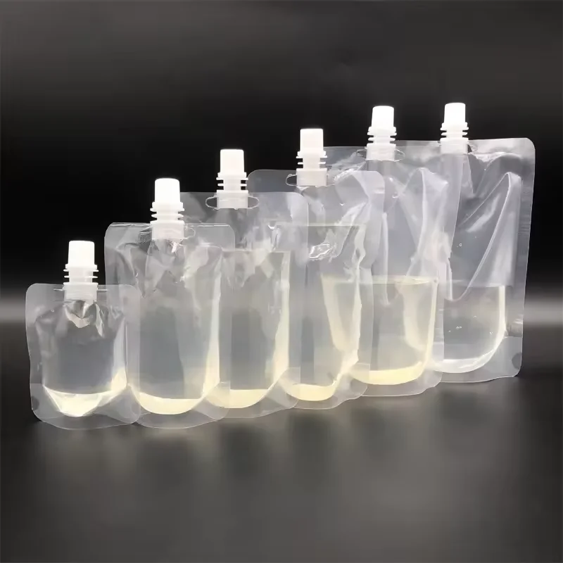 Mini 50ml Stand Up Drinking Package Bag Transparent Spout Pouch for Beverage Milk Liquid Bag Ready to Ship