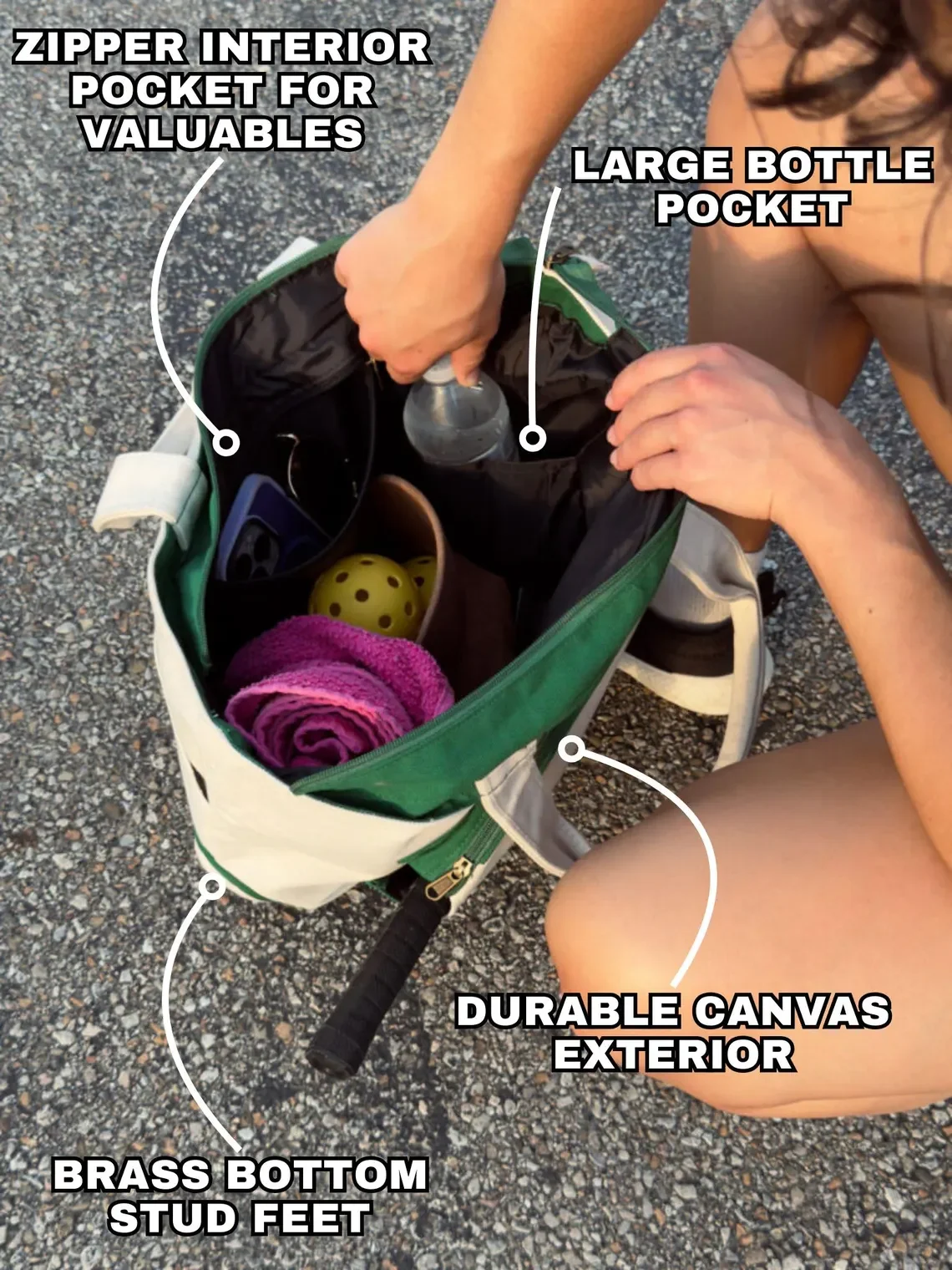 Custom Logo Gym Badminton Pickleball Paddle Racket Bag Lightweight Cotton Tennis Tote Bag for Women Kids
