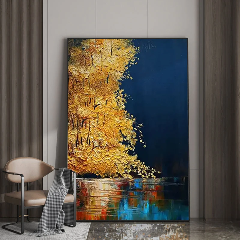 TOP Best sellingWall Painting for Home Decoration Handmade Canvas Modern Oil Handpainted Abstract Flower Gold Picture Painting