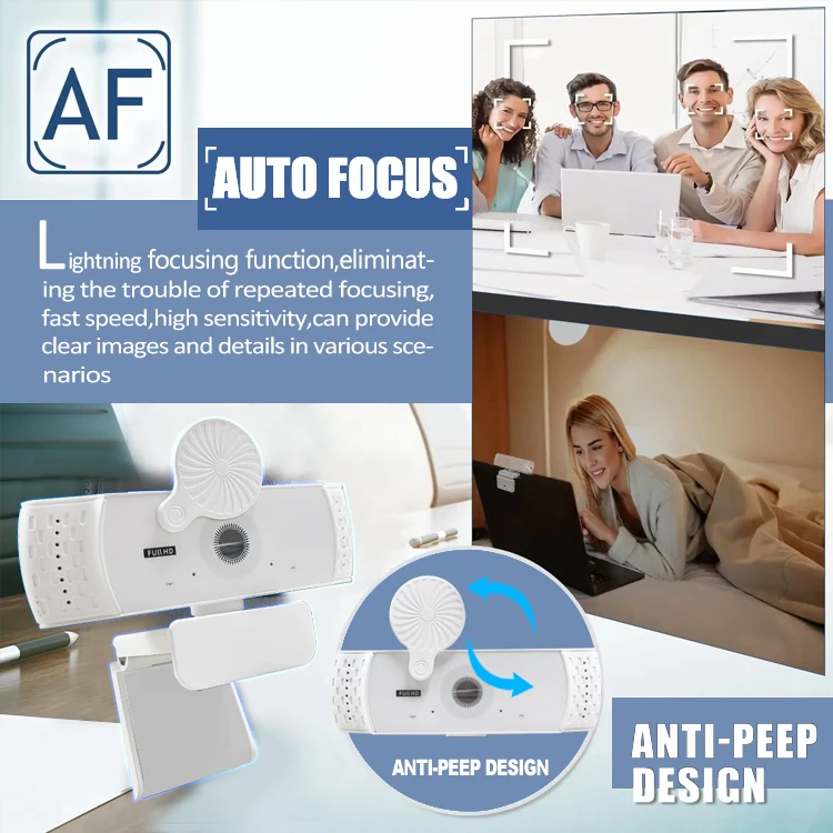 30FPS 2MP Webcam PC Conference Camera USB 2K Auto Focus Web Cam with built in microphone for Zoom Skype Laptop Computer