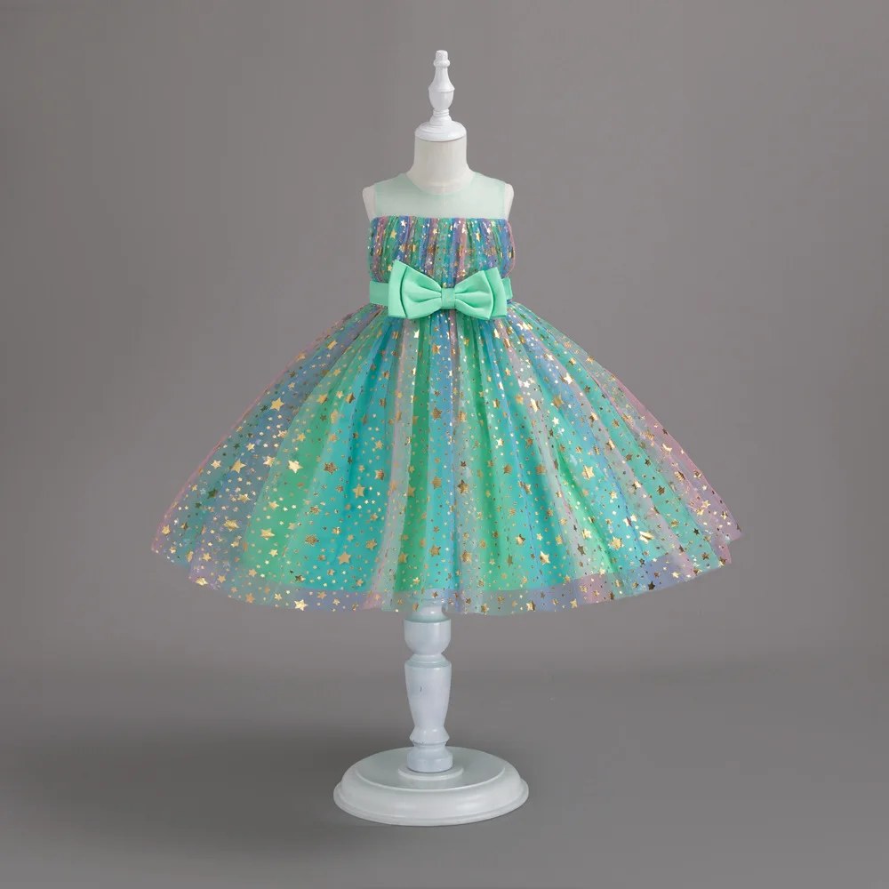 18 Month - 10 Years Latest Design Small Baby Frock Design Neon Color Sequined Bling Girl Kids Wedding Dresses Elegant Ball Gowns