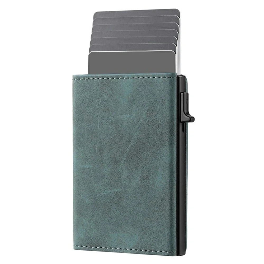 Custom Minimalist Wallet with ID Card Window Pop Up Front Pocket Wallet Genuine Leather Minimalist Card Holder