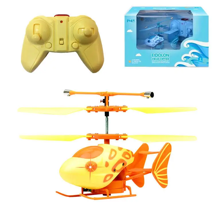 2.4G 2CH Kids Boys Remote Control Lighting Flying Fishing Aircraft Indoor Outdoor Infrared Induction Hobby Rc Helicopter Toys