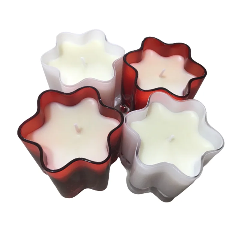 Candle supplier custom star glass polygon cups for scented soy candles