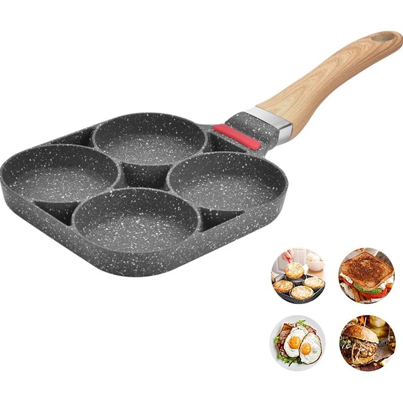 non stick cookware 4-Hole Frying Pot Pan Thickened Omelet Pancake Steak Cooking Egg Ham Pans Breakfast Maker die cast cookware