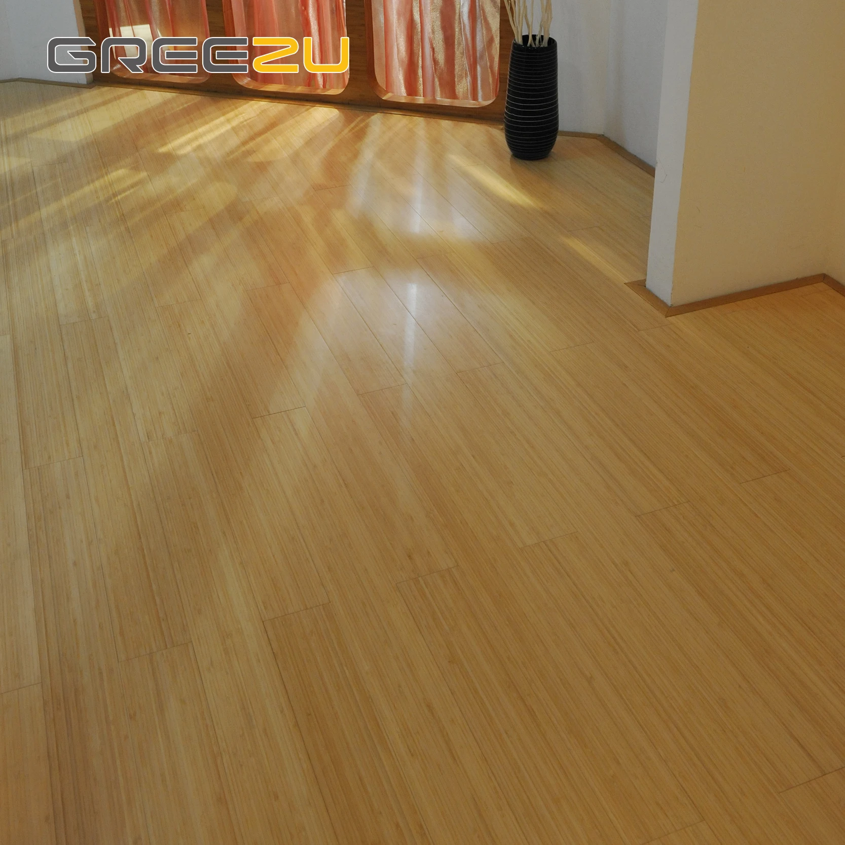 Eco Forest Interior Bamboo Carbonized Horizontal Flooring Formaldehyde Free Easy Lock Solid Bamboo with Parquet Pattern