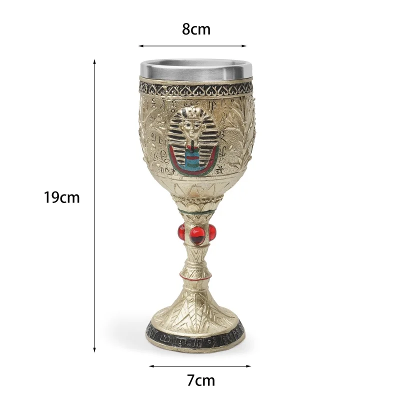 3D Stereoscopic Medieval Skull Wine Glass Resin Stainless Steel Liner Retro Beer Red Wine Glass Whisky